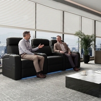 Canapé relax électrique moderne trois places en cuir véritable et bois, zéro gravité, extensible, pour appartement, villa, centre commercial, hôtel, 7 couleurs