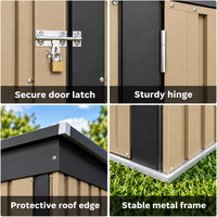 Abri de rangement métallique robuste 5x3 pieds avec porte simple à charnières, armoire à outils pour les projets résidentiels