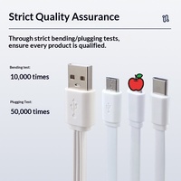 Kabel Data Pengisian Daya 3-in-1 Tipe-C 20cm PVC Konduktor Tembaga Murni untuk Pengisian Cepat Transfer Data Kabel Pendek Universal untuk