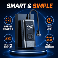 Compresseur d'air portable 12V avec manomètre numérique et arrêt automatique pour voiture, moto, vélo