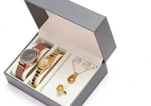 Boîte à montre rectangulaire de protection en cuir PU à rabat pour coffret cadeau de montre, collier et bague - Offre Spéciale - Product Image 4