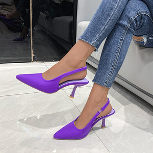 Zapatos de Tacón para Mujer, Nuevos Modelos de Exportación, Zapatos de Tacón Alto, Moda Europea y Americana, Sandalias Puntiagudas de Color Sólido - Product Image 1