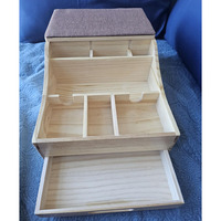 Kotak Penyimpanan Sofa Kayu dengan Tempat Cangkir, Kotak Penyimpanan Lipat, dan Laci Geser, Organizer Sandaran Tangan Sofa untuk Ruang Tamu Kamar Tidur