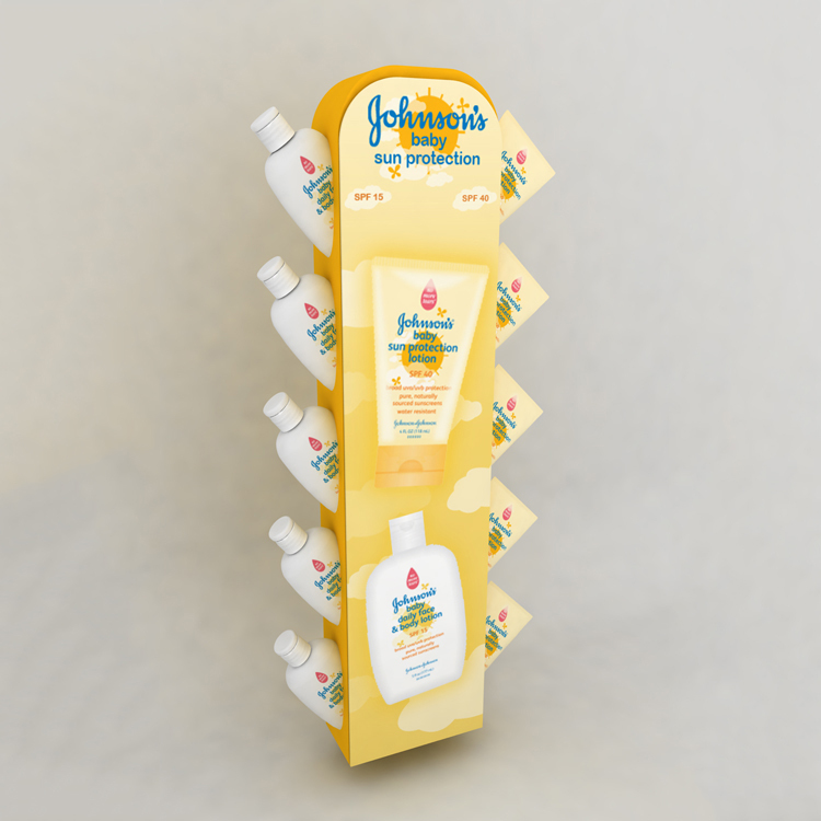 Baby Sun Protection Cream Bottle Display Rack Countertop Wooden Display Organizer for Babiesrus — view 3