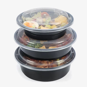 Cuencos redondos de plástico pp para preparación de comida, cuencos para ensalada vegana, 32OZ, para sopa, desechable, con tapa, para embalaje de microondas - Product Image 1