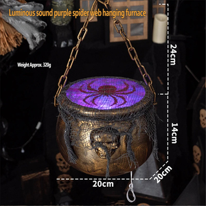 Nouveautés : Décoration d'Halloween Lumineuse et Colorée, Suspension en forme de <span class=keywords><strong>Chaudron</strong></span> <span class=keywords><strong>Magique</strong></span> et de Toile d'araignée pour Cour, Activée par le Son - Product Image 4