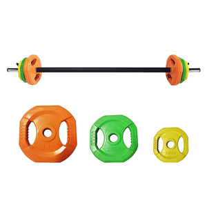 Juego de Barras de Pesas de Hierro Fundido con Revestimiento de Goma para Gimnasio, Aeróbic, <span class=keywords><strong>Bodypump</strong></span>, Fitness, Levantamiento de Pesas, Coloridas y Ajustables - Product Image 1