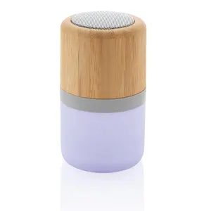 Speaker nirkabel Mini portabel, Subwoofer luar ruangan dengan Speaker Bass kayu, gigi biru muda LED warna-warni