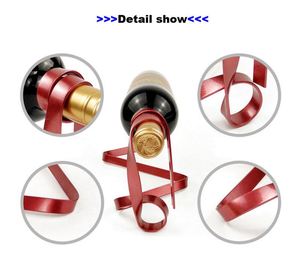 Novelty Wedding Gift Suspension Iron Rack Stand Bar Ornament Silk Rope Suspended Ribbon Wine Rack <b>Bottle</b> Holder - Product Image 5