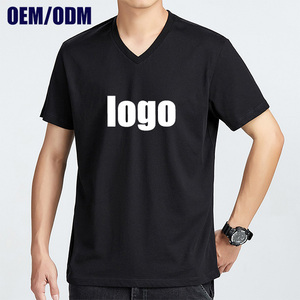 Tee Wholesale Fashion Blank Plain T Shirts Customized Homme Logo T-Shirts Printing V-Neck Short Sleeve Casual <b>Tshirts</b> With Logo - Product Image 1