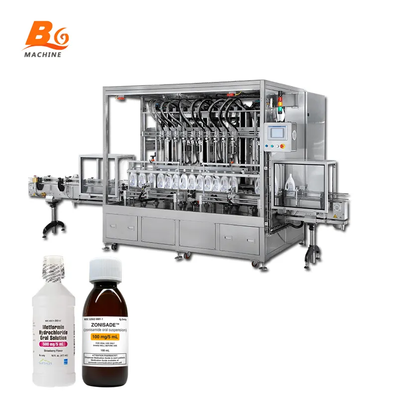 Máquina automática de llenado y etiquetado de botellas pequeñas, para líquidos orales