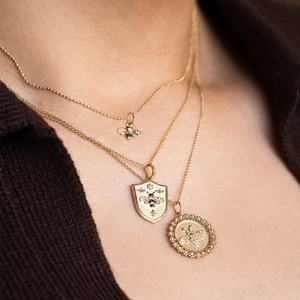 LOZRUNVE 925 스털링 실버 포장 CZ 꽃 꿀벌 동물 매력 동전 목걸이 여성용 골드 - Product Image 2