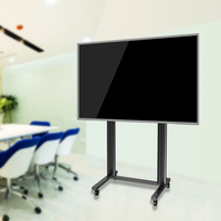 Koford Support de téléviseur roulant en acier aluminium noir argenté sur roues avec gestion des câbles pour téléviseurs 50-110 "/écrans LED/LCD