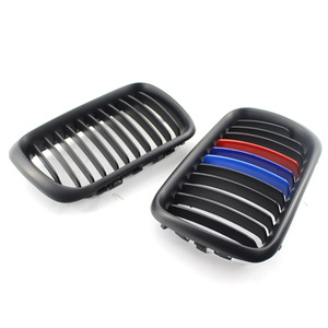 Grille de pare-chocs avant pour E36, noir mat, style M avec bandes bleues et rouges, plastique ABS, neuve pour les séries 3 318i/320i/325i de 1997 à 1999 - Product Image 2
