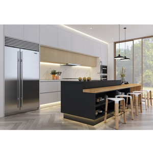 CBMmart Black Matt Lacquer European <strong>Style</strong> Ready Assemble Modular Islands Handles Cheap Laminated Modern Custom Kitchen Cabinet - Product Image 2