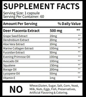 Capsule de Placenta de Cerf OEM 700mg – Vente Directe Usine – Améliore l'Immunité, Soin de la Peau, Régulation Endocrinienne, Beauté – Pour Adultes