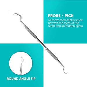 5-Piece Stainless Steel Probe Scaler Tongue Scraping Mouth Mirror <strong>Forceps</strong> Dental Oral Hygiene Dentist Tool Set Instrument - Product Image 5