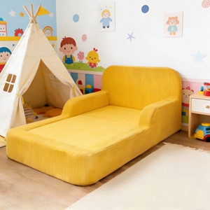 Canapé-lit pliable moderne pour enfants, en velours côtelé lavable, canapé pour tout-petits, canapé en mousse souple pour enfants, pour salle de jeux et mobilier de crèche - Product Image 1