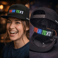 Control de aplicación LED Pantalla de texto de desplazamiento LED Gorra de béisbol USB Recargable LED Pantalla luminosa Sombrero LED Mensaje Sombreros