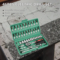 Ensemble d'outils électriques multifonctions 45 pièces pour la maison, perceuse à main, outils en acier au carbone, mallette rigide, support OEM