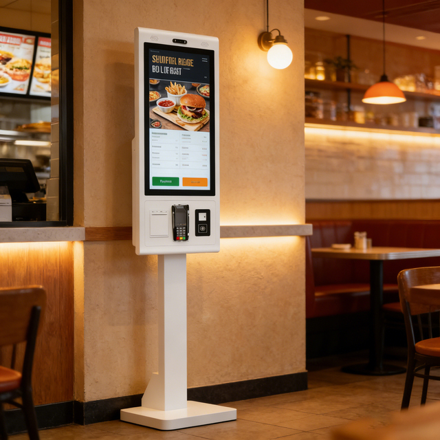 OEM Self Service Kiosk 27 Inch Floor Stand Install Touch Screen Self Ordering Machine Payment Kiosks