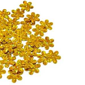 Bulk Groothandel Losse Pailletten 14Mm Gouden Bloemvorm Pailletten Decoratieve Kleding Glitter Producten Vullen Pailletten