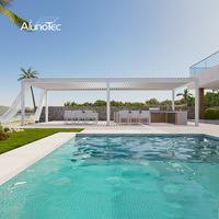 Pergola Bioclimatique Motorisée en Aluminium AlunoTec de Luxe pour Jardin, Toit de Patio à Lames Orientables