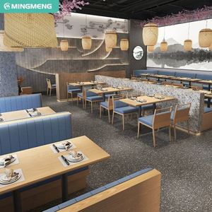 Ensemble de meubles de restaurant commercial de haute qualité, stand de canapé en bois massif, banc incurvé, chaises de salle à manger et ensemble de table - Product Image 3