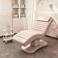 Table de soin électrique ergonomique incurvée en cuir PU à 3 moteurs réglables pour extensions de cils, salon de beauté, spa, massage, esthétique