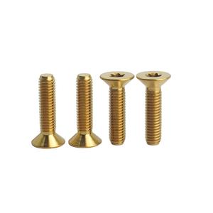 Emas <span class=keywords><strong>din7991</strong></span> Countersunk head M6 * 30 <span class=keywords><strong>titanium</strong></span> sekrup sepeda jalan seatpost clamp Torx kepala datar berwarna <span class=keywords><strong>titanium</strong></span> iso14581 - Product Image 1