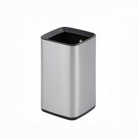 Poubelle carrée en acier inoxydable 12L avec seau intérieur amovible, poubelle métallique d'intérieur à ouverture supérieure pour hôtel, salon, cuisine, bureau