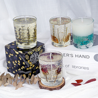 Echte Blumen-Gelwachskerzen Aromatherapie Ätherisches Öl Duft für Feiertagsgeschenkbox Kristallbecher