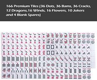 Sac de rangement portable pour jeu de Mahjong, 166 tuiles gravées et peintes, 4 supports en plastique, 100 jetons de jeu, design léger et durable pour la maison