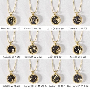 Collar Vintage al por Mayor con Cadena de 12 Signos del Zodíaco, Aleación de Circonio, Chapado en Oro de 18K, con Tarjeta de Deseos, Regalo <span class=keywords><strong>para</strong></span> Parejas y Mejores Amigos - Product Image 3