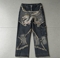 Pantalons de survêtement streetwear personnalisés, vêtements vintage hip-hop, mode, jeans pour hommes, patchs brodés, pantalons taille haute, pantalons pour hommes