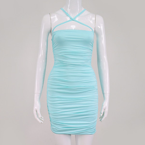Nuovo vestito corto da donna con scollo a v attillato sexy da donna estivo - Product Image 5
