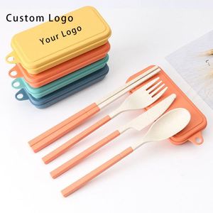 Eco-Friendly Corporate Gift: Wheat Straw Travel Utensil Set, 300mL, PP, with Silk <b>Screen</b> Customization - Product Image 6