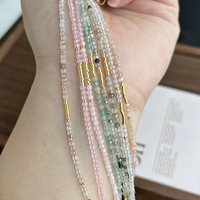Pulsera Bohemia Minimalista de Alta Calidad para Mujer, Delicada con Cuentas de Piedras Preciosas Naturales en Azul Agua Menta, Detalles en Oro y Plata