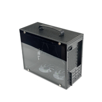 MANMU-Mini ITX PC portátil personalizado, caja de ordenador de Torre media de escritorio transparente de color negro con ventilador, factor de forma MicroATX