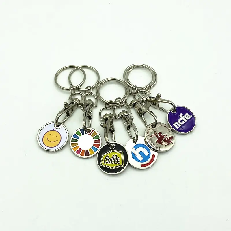 2023 Kustom Grosir Murah UK Koin Gantungan Kunci Troli Token Gantungan Kunci Logam Pemegang Keyring S