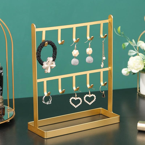 Présentoir suspendu moderne argenté et doré avec décoration de vitrine, support de rangement pour bijoux pour mobilier de magasin - Product Image 5