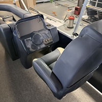 Bateau ponton de luxe en aluminium de 19 pieds avec moteur hors-bord, construction soudée, bateau de pêche et de loisirs haute vitesse, auvent bimini