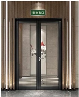 Porte à battant en aluminium insonorisée, design à pont thermique, double vitrage trempé, isolation thermique moderne pour l'extérieur de la maison