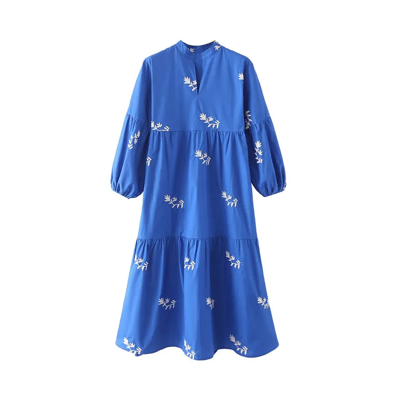 QZ2221 New Arrival 2022 European Chic Embroidery Long Dress Female Dresses Clothing 5