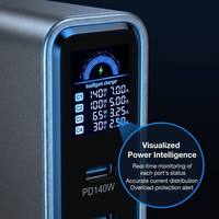 Station de charge de bureau GaN³ 670W avec affichage numérique de la puissance, 6 ports USB-C PD, 2 ports USB-A QC, chargeur Hub PD 140W pour ordinateur portable, PC, téléphone et tablette