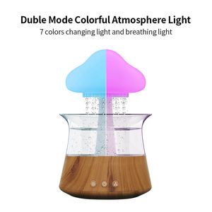 Lámpara de Ambiente con 7 Colores en Forma de Nube de Lluvia, Decoración para el Hogar con Acabado de Madera, Humidificador de Aire con <span class=keywords><strong>Cascada</strong></span> Relajante y Ruido Blanco, Alimentado por USB - Product Image 3