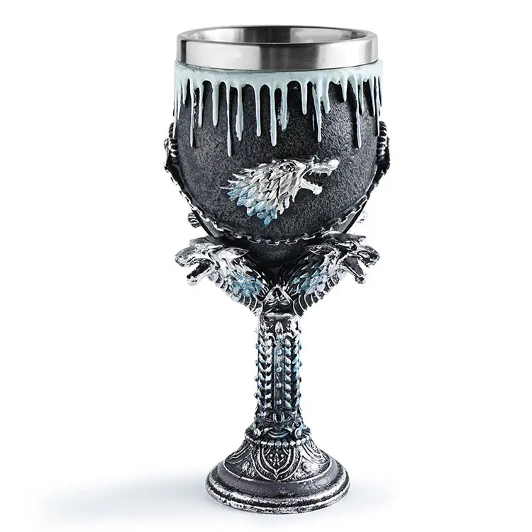 Ancient 3D Wolf KingSword Goblet Cup Stainless Steel Goblet A Song of Ice Fire Glass Medieval Snow Melt Goblet Resin Cup