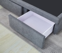Gepolsterter Queen-Size-Plattform bett rahmen mit 2 Schubladen und Kopfteil, Matratzen fundament mit Holz latten halterung