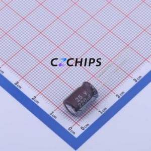 03EC0360 Through-Hole <b>Aluminum</b> <b>Electrolytic</b> <b>Capacitor</b> Through hole Component (THT),D8xL12mm 220uF 20% 25V 450mA-100kHz - Product Image 1