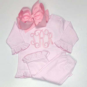 Boutique Baby Girl Set di abbigliamento in cotone lavorato a maglia rosa Set di vestiti a due pezzi con volant per neonato Set <span class=keywords><strong>pigiama</strong></span> autunno inverno Set2023 - Product Image 3